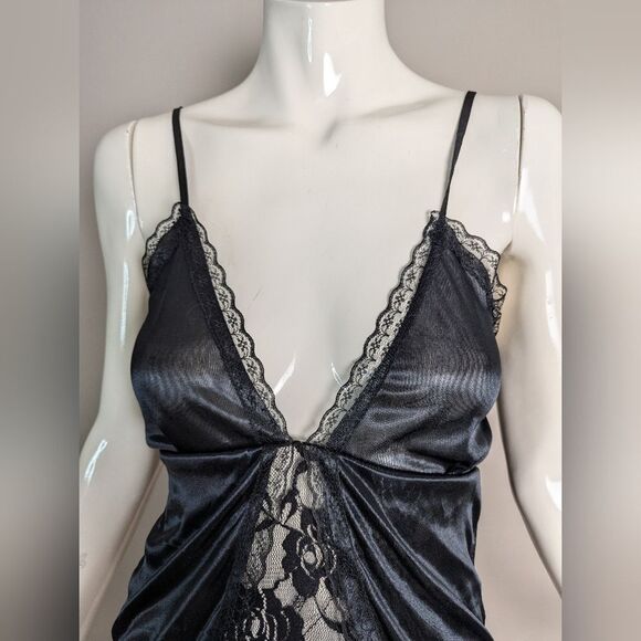 Vintage Black Lace Slip Dress Women’s XS/S Nylon Mini Adjustable Straps - Picture 5 of 8